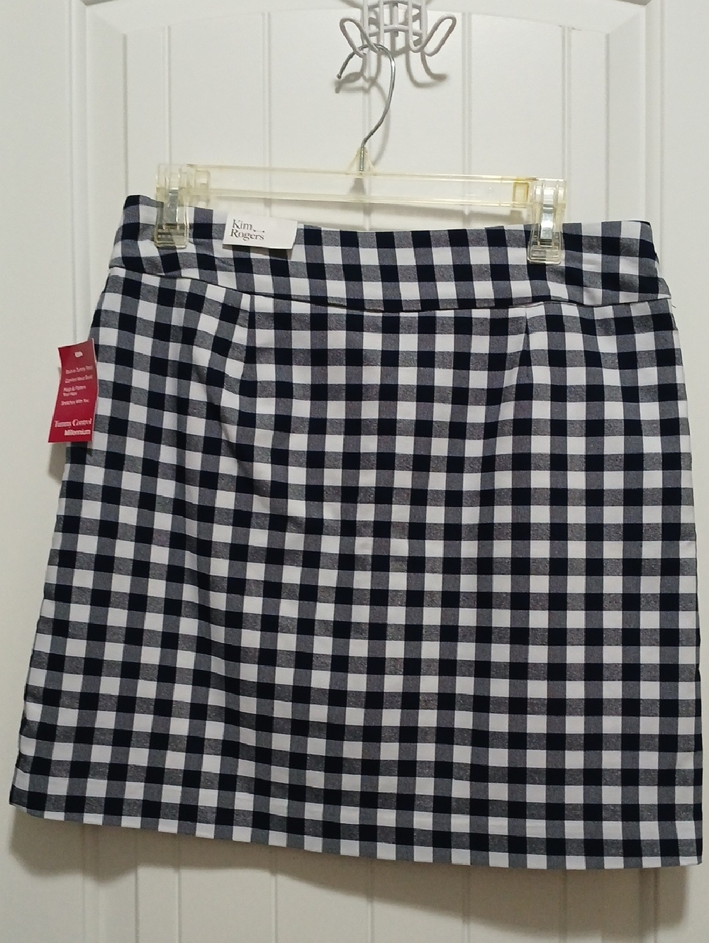 Kim Rogers Navyand White Gingham Mini Skort NWT 10P